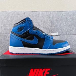 💙🖤 Nike air Jordan 1 Retro high black blue shoes (big kids)